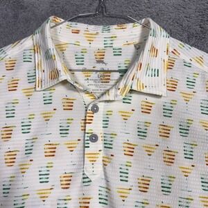Tommy Bahama Polo Shirt Mens L Costa Wave Seersipper IslandZone Drinks Vacation